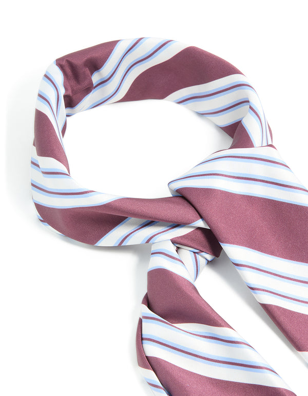 Brown & Pale Blue Fabric Striped Scarf