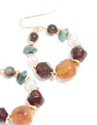 Gold Multicoloured Beaded Hoop Earrings - link has visual effect only