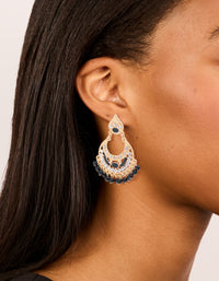 Gold Black Acrylic Diamante Drop Earrings - link has visual effect only