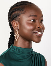 Gold Diamante Diamond Shaped Dangly Earrings - link has visual effect only