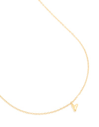 Waterproof Gold Plated Stainless Steel Mini Bubble Letter Y Necklace - link has visual effect only