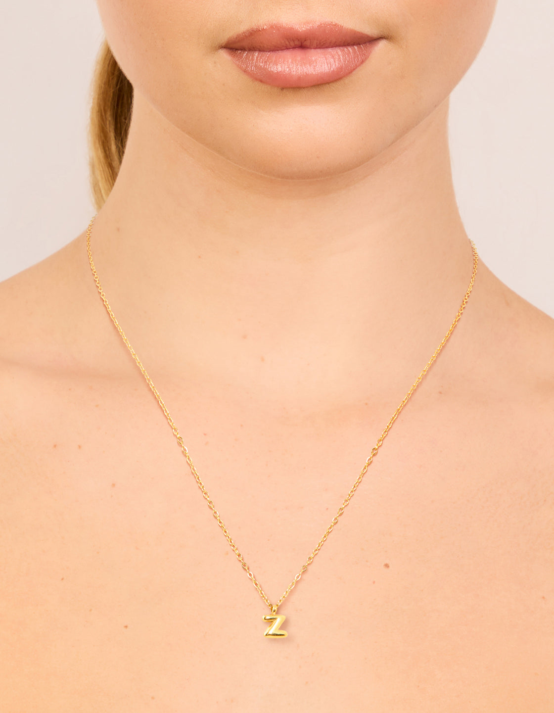 Waterproof Gold Plated Gold Plated Stainless Steel Mini Bubble Letter Z Necklace