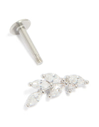 Surgical Steel Cubic Zirconia 5 Leaf Crawler Single Flat Back Stud - link has visual effect only