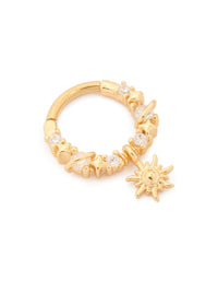 Gold Plated Surgical Steel Cubic Zirconia Celestial Clicker Ring - link has visual effect only