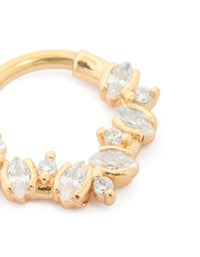 Gold Plated Surgical Steel Mixed Size Cubic Zirconia Detail Clicker Ring - link has visual effect only