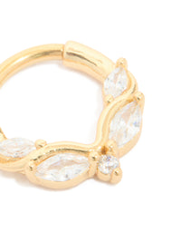 Gold Plated Surgical Steel 5 Cubic Zirconia Detail Clicker Ring - link has visual effect only