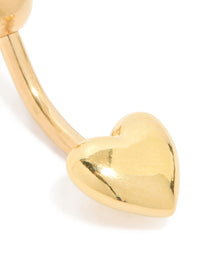 Gold Plated Surgical Steel Plain Bubble Heart Belly Bar - link has visual effect only