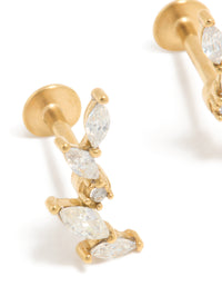 Gold Plated Surgical Steel Cubic Zirconia Leaf Crawler Flat Back Studs - link has visual effect only