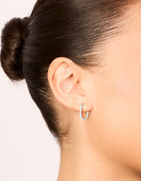 Surgical Steel Cubic Zirconia Classic Hoop Earrings 12 MM - link has visual effect only