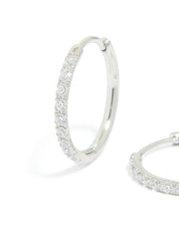 Surgical Steel Cubic Zirconia Classic Hoop Earrings 12 MM - link has visual effect only
