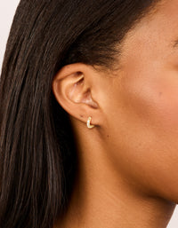 Gold Plated Surgical Steel Cubic Zirconia Classic Hoop Earrings 6 MM - link has visual effect only