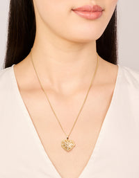 Gold Plated Cubic Zirconia Heart Locket Necklace - link has visual effect only