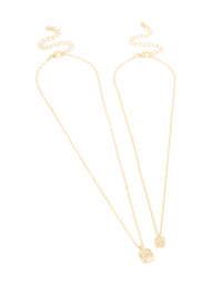 Gold Plated Cubic Zirconia Celestial Necklaces 2-Pack - link has visual effect only