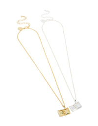 Gold & Silver Plated Locket Necklaces 2-Pack - link has visual effect only