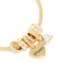 Gold Plated Diamante 'Mama' Heart Charm Toggle Bracelet - link has visual effect only