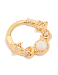 Gold Plated Titanium Celestial Opal Clicker Ring - link has visual effect only