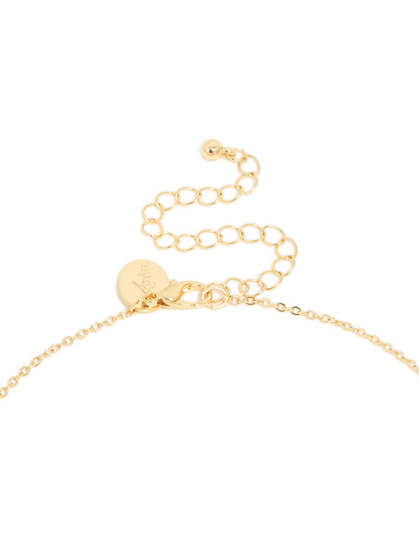 Gold Plated Vintage Red Cross Necklace