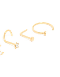 Gold Plated Surgical Steel Celestial Nose Studs & Rings 6-Pack - link has visual effect only