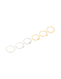 Mixed Metal Surgical Steel Open Nose Rings 6-Pack - link has visual effect only