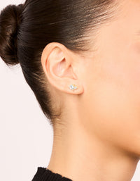 Waterproof Gold Plated Stainless Steel April Cubic Zirconia Duo Stud Earrings - link has visual effect only