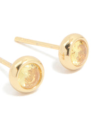 Waterproof Gold Plated Stainless Steel Cubic Zirconia November Birthstone Bezel Set Stud Earrings - link has visual effect only