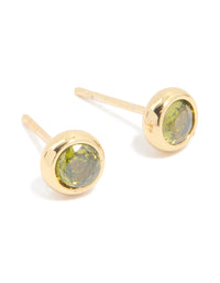 Waterproof Gold Plated Stainless Steel Cubic Zirconia August Birthstone Bezel Set Stud Earrings - link has visual effect only