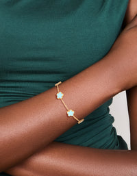 Waterproof Gold Plated Stainless Steel Light Blue Petal Flower Charm Bracelet - link has visual effect only