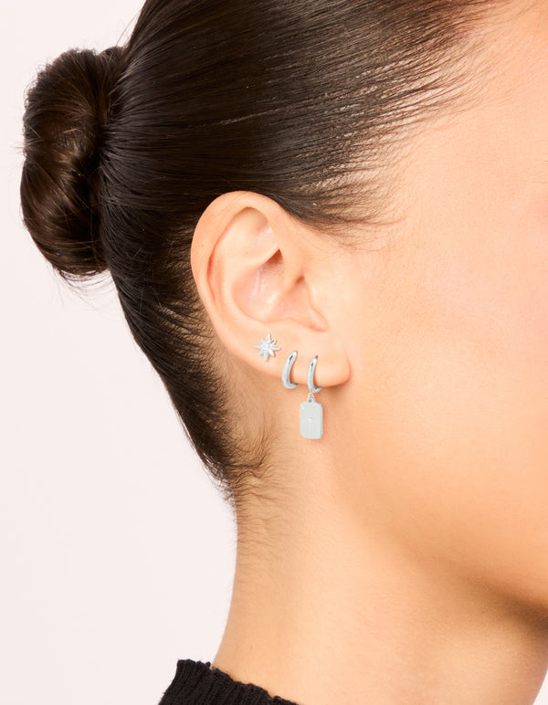 Waterproof Stainless Steel Star & Disc Earrings 3-Pack