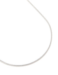 Featuring a waterproof stainless steel short snake chain necklace in silver close up view - link has visual effect only