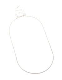 Crafted from waterproof stainless steel short snake chain in silver front view - link has visual effect only