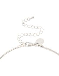 Presenting waterproof stainless steel short snake chain necklace in silver clasp detail view - link has visual effect only