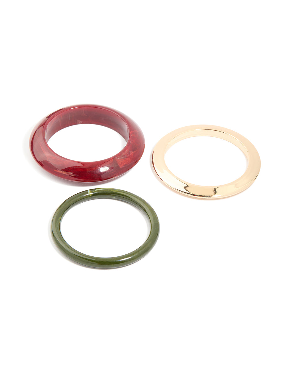 Gold & Red Painted Resin Bangles 3-Pack