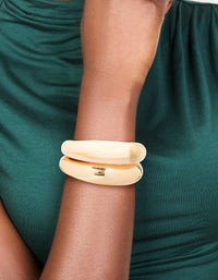 Gold & White Resin Bangles 2-Pack - link has visual effect only