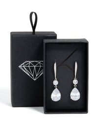 Silver Cubic Zirconia Pear Drop Earrings - link has visual effect only