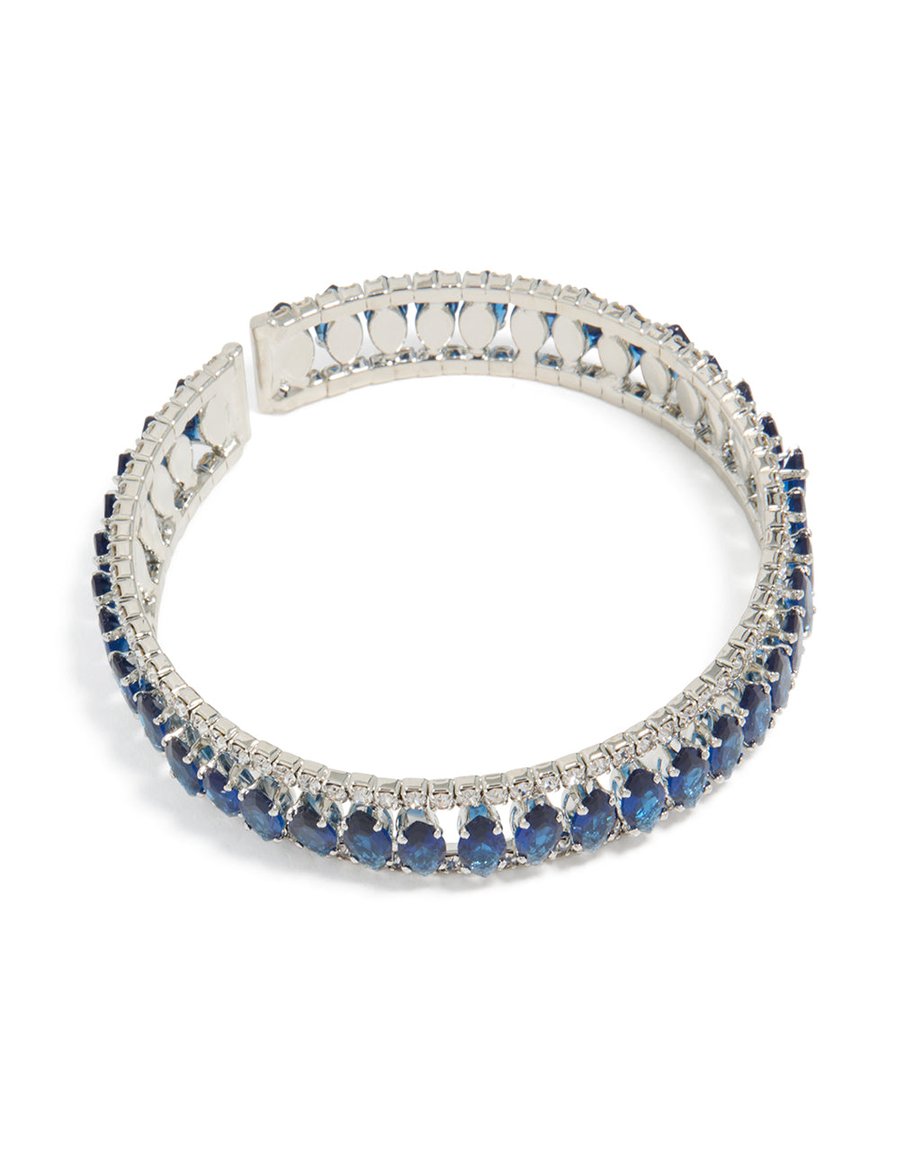 Silver Mini Blue Diamantes Wrist Cuff