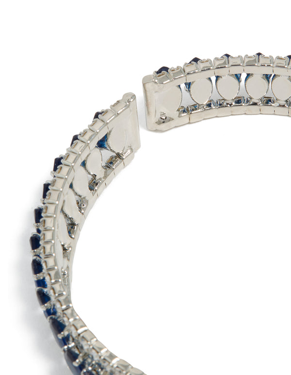 Silver Mini Blue Diamantes Wrist Cuff