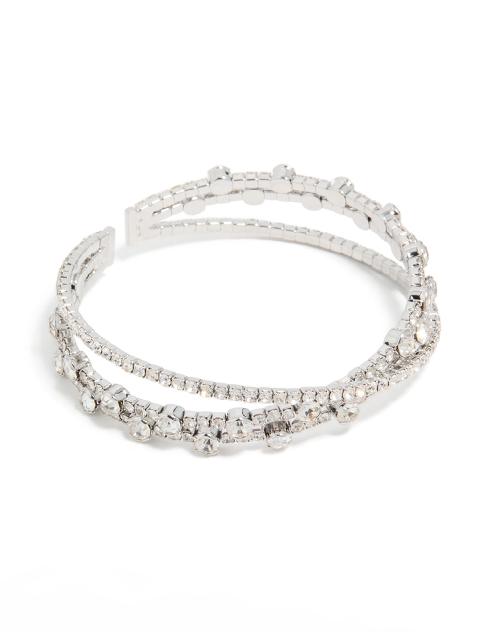 Silver Diamante Crossed Circle Wrist Cuff