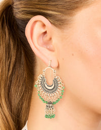 Antique Gold Mini Beaded Boho Drop Earrings - link has visual effect only
