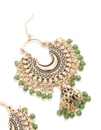 Antique Gold Mini Beaded Boho Drop Earrings - link has visual effect only