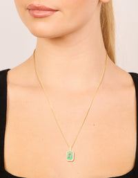 Gold Plated Brass Cubic Zirconia Letter J Tag Necklace - link has visual effect only