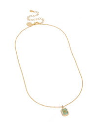 Gold Plated Brass Cubic Zirconia Letter S Tag Necklace - link has visual effect only