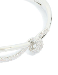 Silver Cubic Zirconia Knotted Hinged Bangle - link has visual effect only