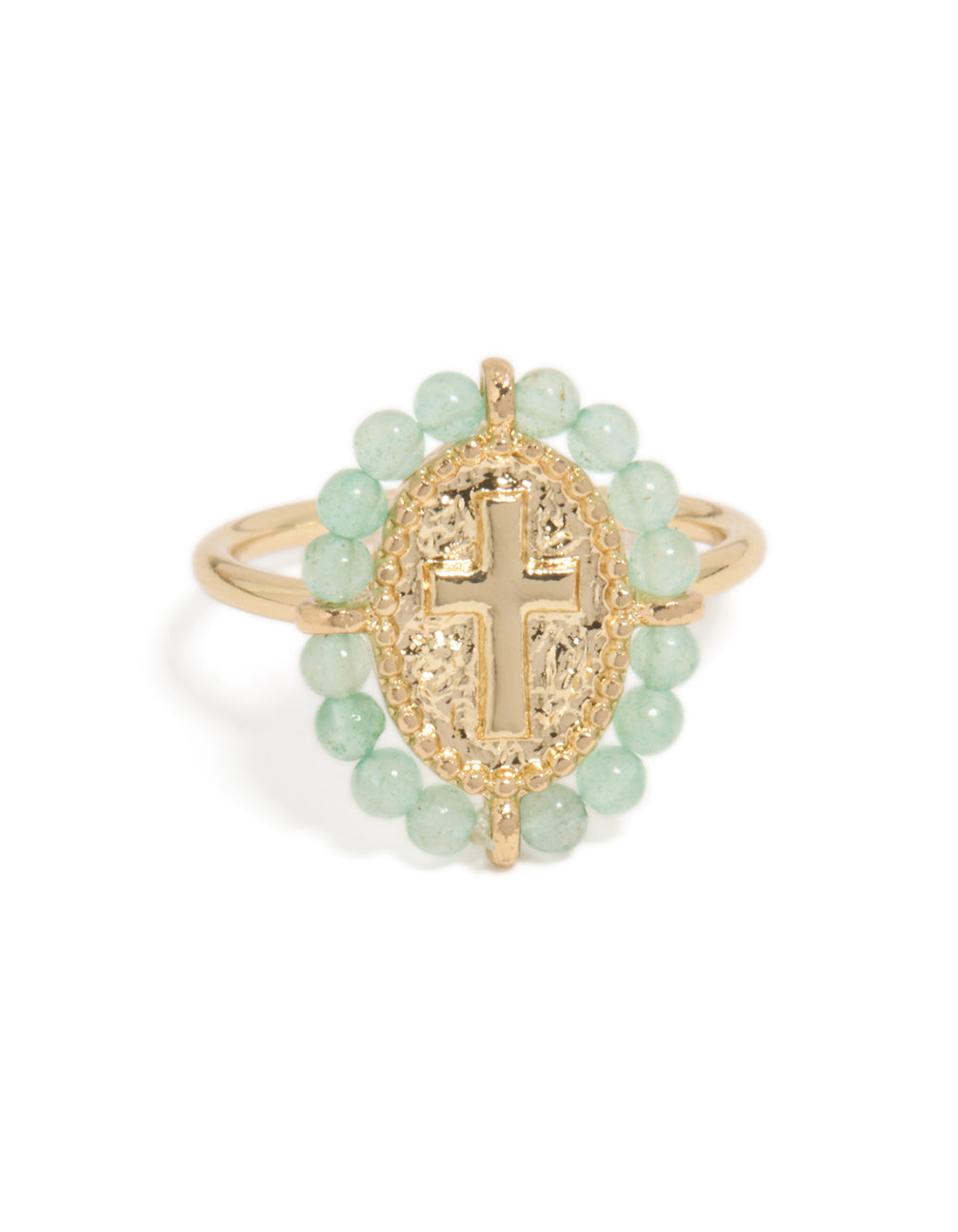 Gold Plated Textured Cross Ring