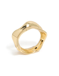 Gold Plated Modern Curved Molten Ring - link has visual effect only