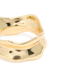 Gold Plated Modern Curved Molten Ring - link has visual effect only