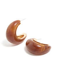 Gold & Brown Resin Large Open Hoop Earrings - link has visual effect only