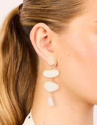 Gold Cream Irregular Link Drop Earrings - link has visual effect only
