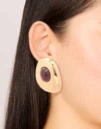 Gold Brown Resin Large Stud Earrings - link has visual effect only