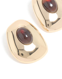 Gold Brown Resin Large Stud Earrings - link has visual effect only