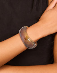 Gold & Brown Resin Open Front Bangle - link has visual effect only